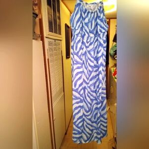 NWOT Blue Zebra Print Maxi Skirt